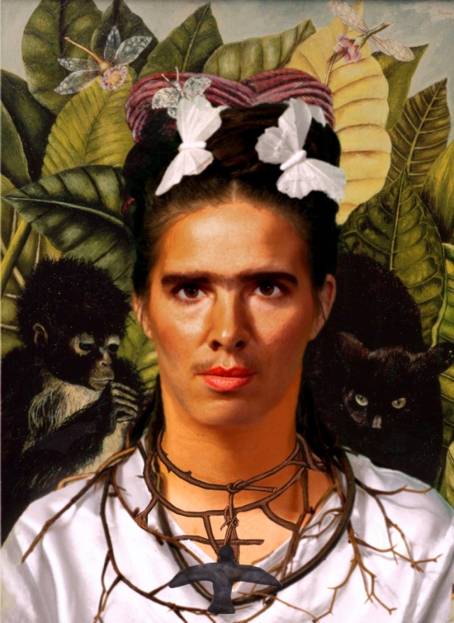 Sarah Van Ness portrays Frida Kahlo in "Self-Portrait with Thom Necklace and Hummingbird"