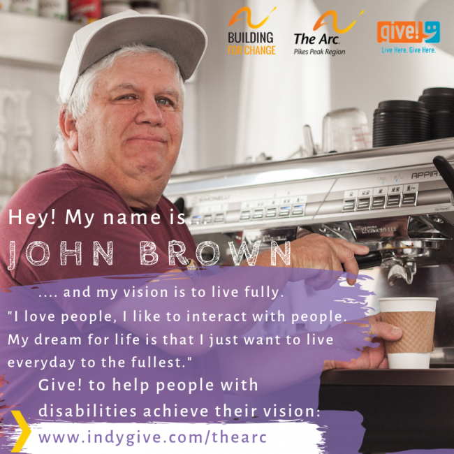 Give to help people with disabilities achieve their vision, at www.indygive.com/thearc